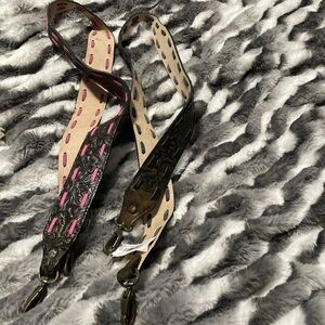 Stylish Leather Bag Straps with Pink Accents